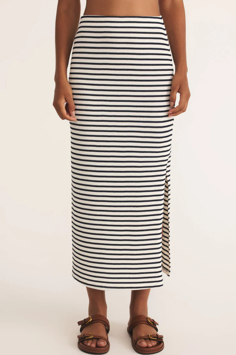 Z SUPPLY - AINSLIE STRIPE MIDI SKIRT ECLIPSE