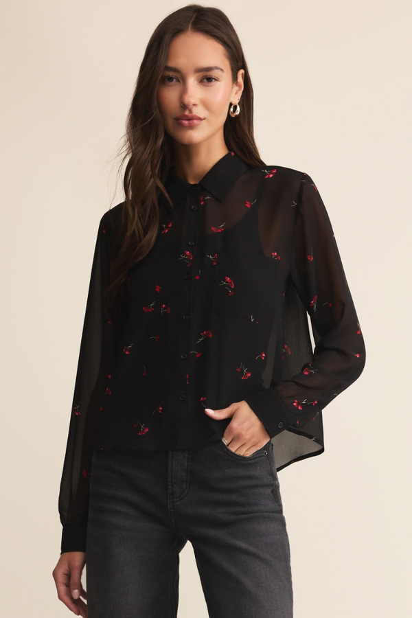 Z SUPPLY - VIVIENNE RIO FLORAL TOP BLACK