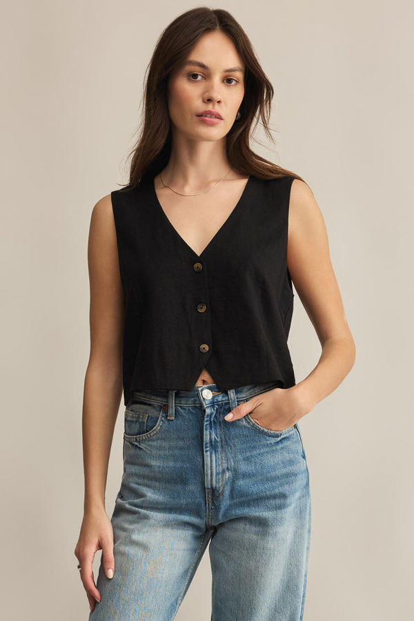 Z SUPPLY  MARTA LINEN VEST BLACK
