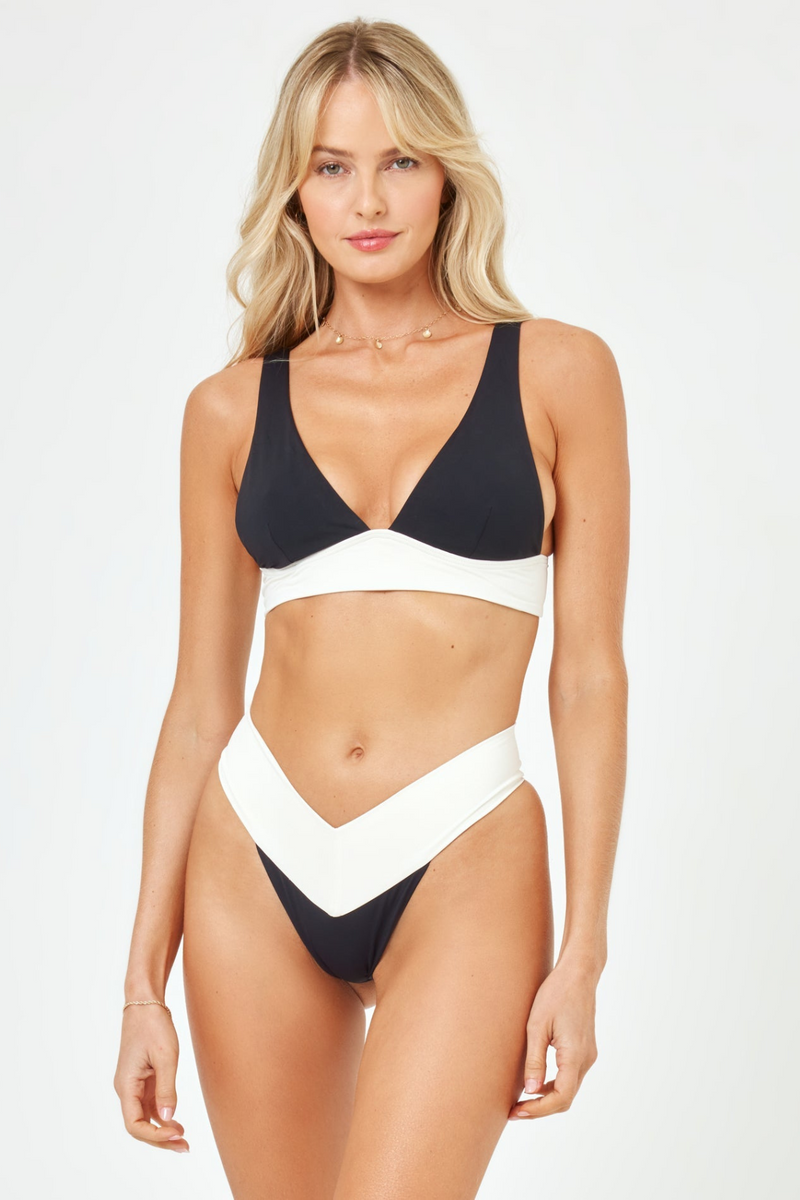 LSPACE - HARLEY BIKINI TOP BLACK CREAM