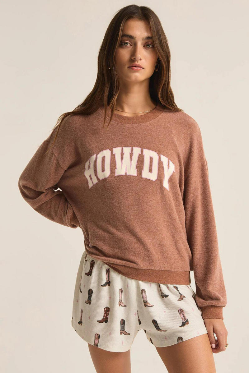 Z SUPPLY - HOWDY LS TOP MAPLE HEATHER