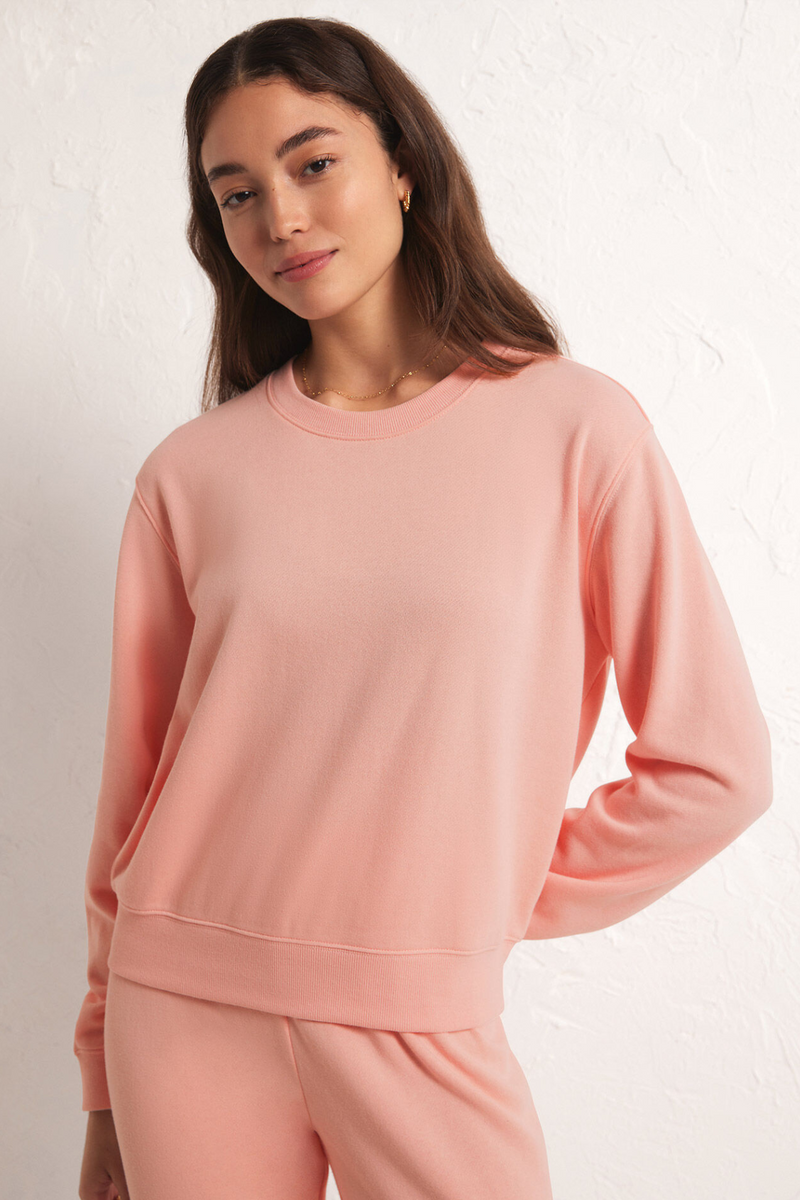 Z SUPPLY - CLASSIC CREW SWEATSHIRT PINK LEMONADE