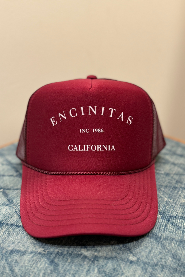 NOT FROM MALIBU - ENCINITAS TRUCKER HAT BURGANDY