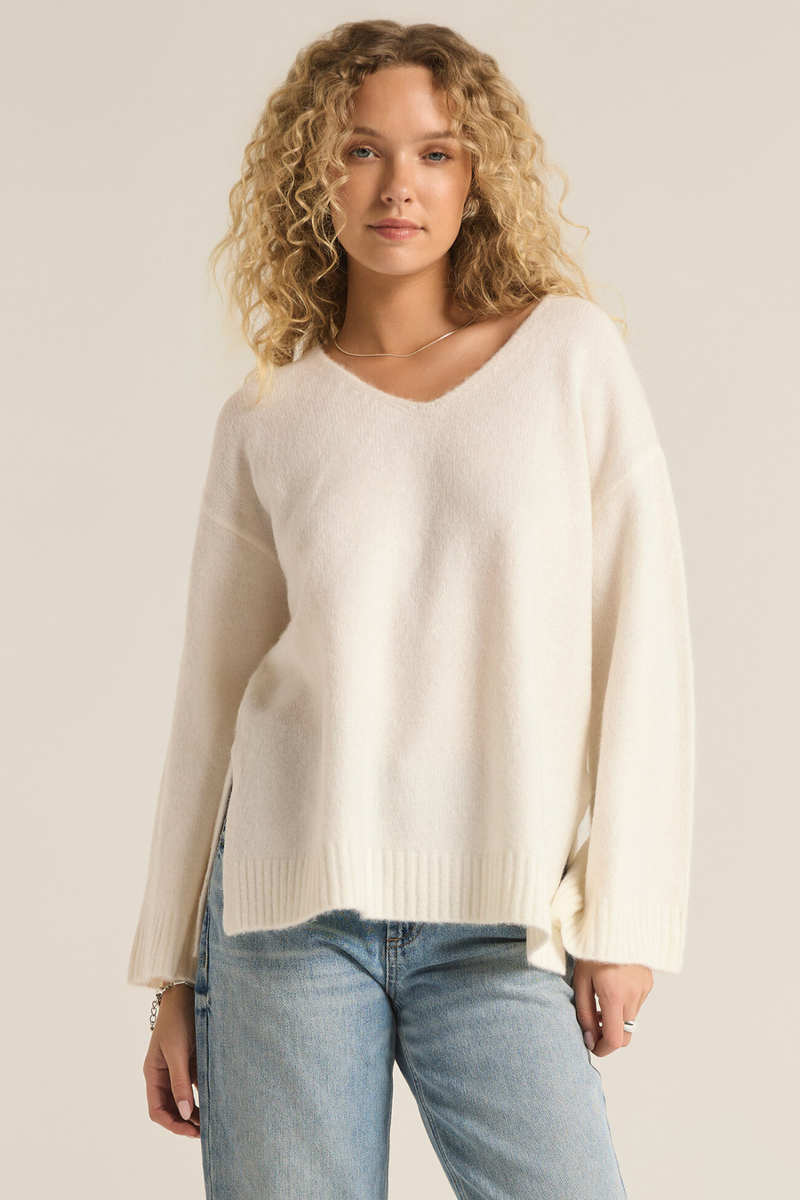 Z SUPPLY - MODERN V NECK SWEATER SEA SALT