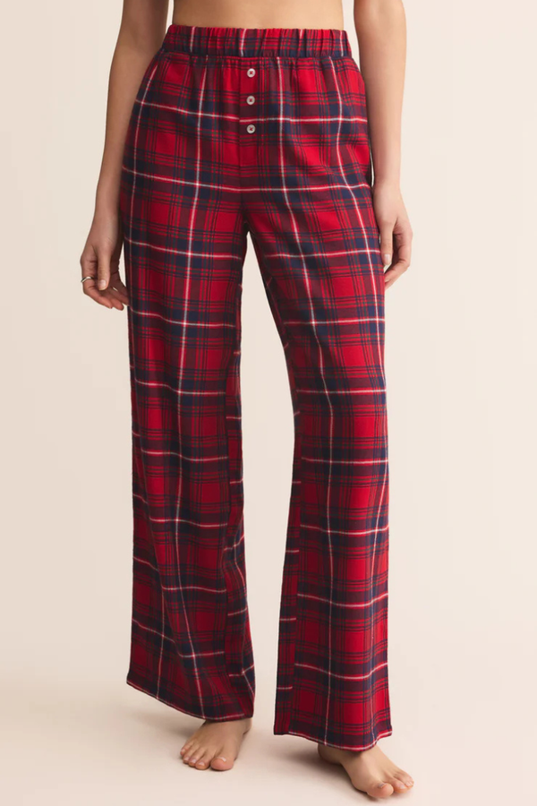 Z SUPPLY - HANGOUT PLAID PANT HAUTE RED