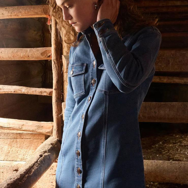 Z SUPPLY - CANDICE PERFECT KNIT DENIM MINI DRESS VINTAGE