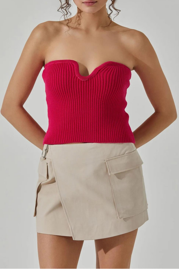 ASTR THE LABEL - KAILEE SWEATER TUBE TOP MAGENTA