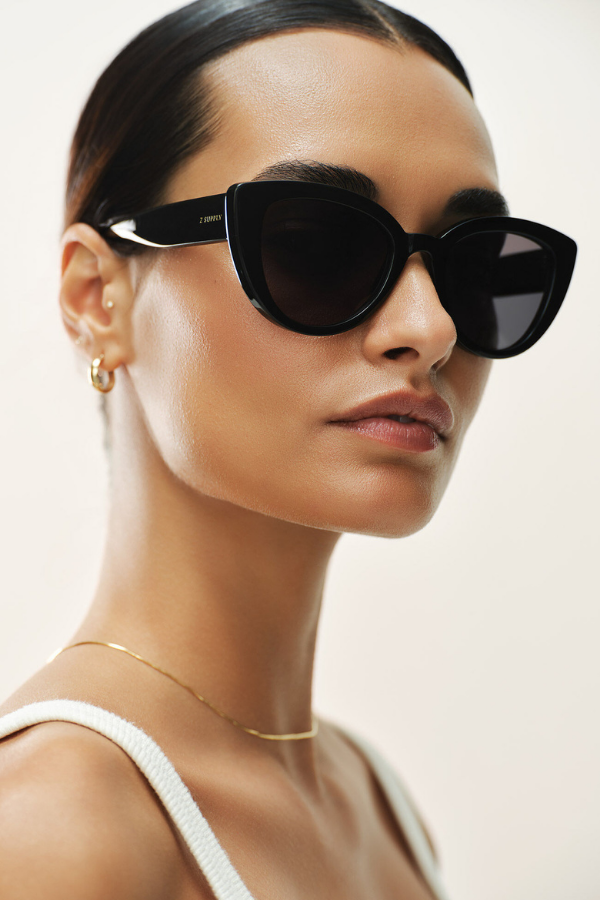 Z SUPPLY - GOLDEN HOUR SUNGLASSES POLISHED BLACK GREY 