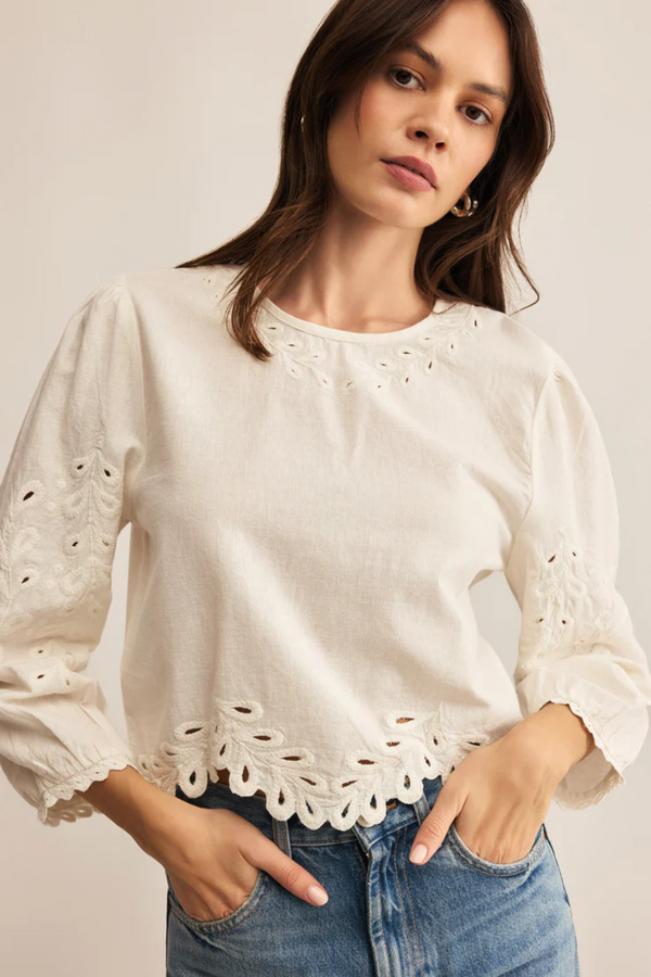 Z SUPPLY - AMBROISE EMBROIDERED LINEN TOP