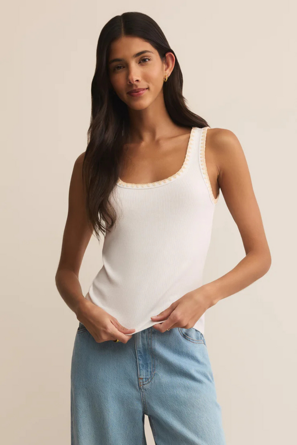 Z SUPPLY - JAIDYNN WHIPSTITCH RIB TANK WHITE