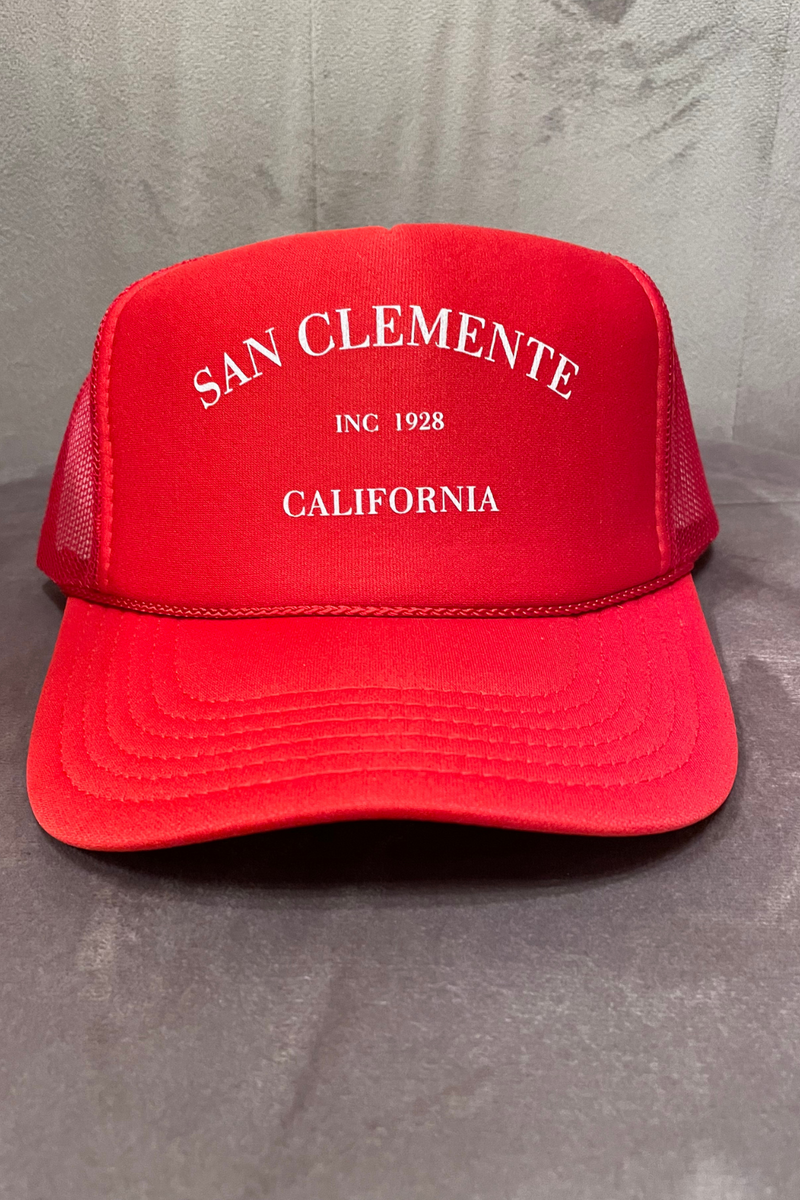 NFM - HOMETOWN GAME DAY TRUCKER HAT SAN CLEMENTE CHERRY AND WHITE