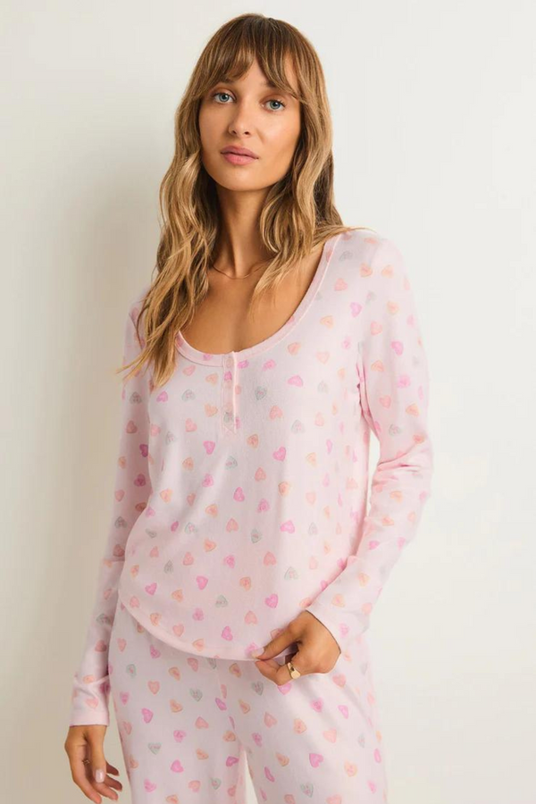Z SUPPLY - CANDY HEARTS LONG SLEEVE TOP