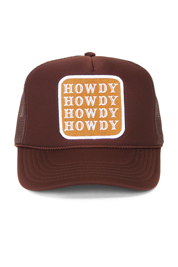 FRIDAY FEELIN - HOWDY TRUCKER HAT BROWN