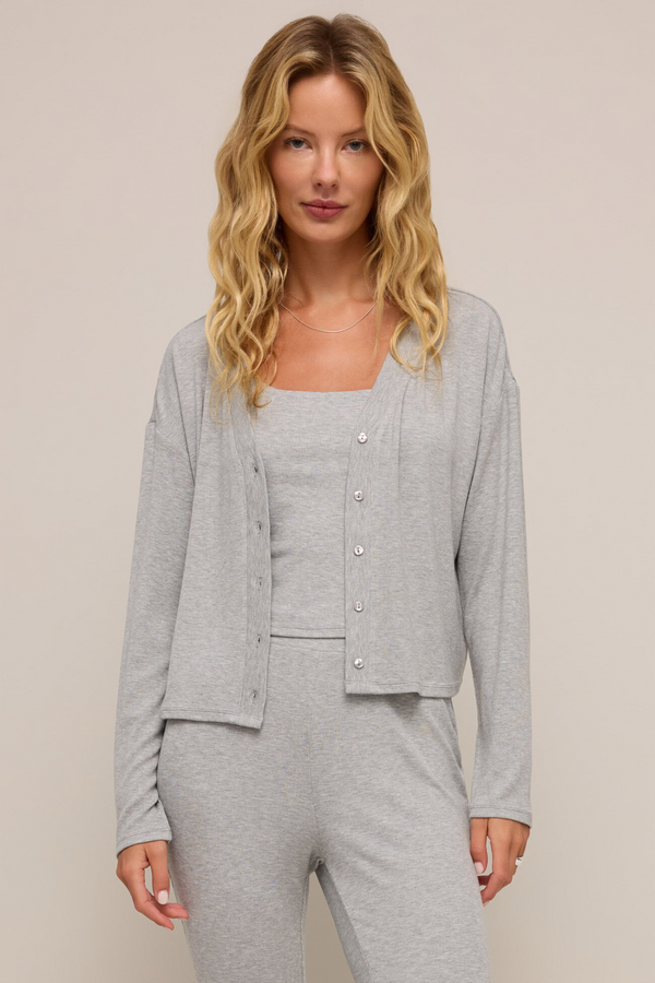 Z SUPPLY - MARA MODAL RIB CARDIGAN HEATHER GREY