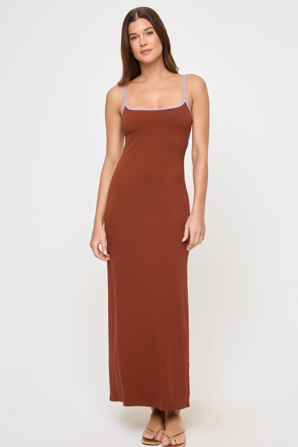 LSPACE - JORDANA DRESS TOBACCO PERI BLUE