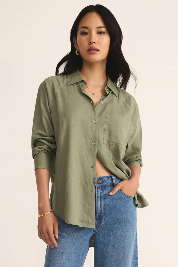 Z SUPPLY - THE PERFECT LINEN TOP AVOCADO