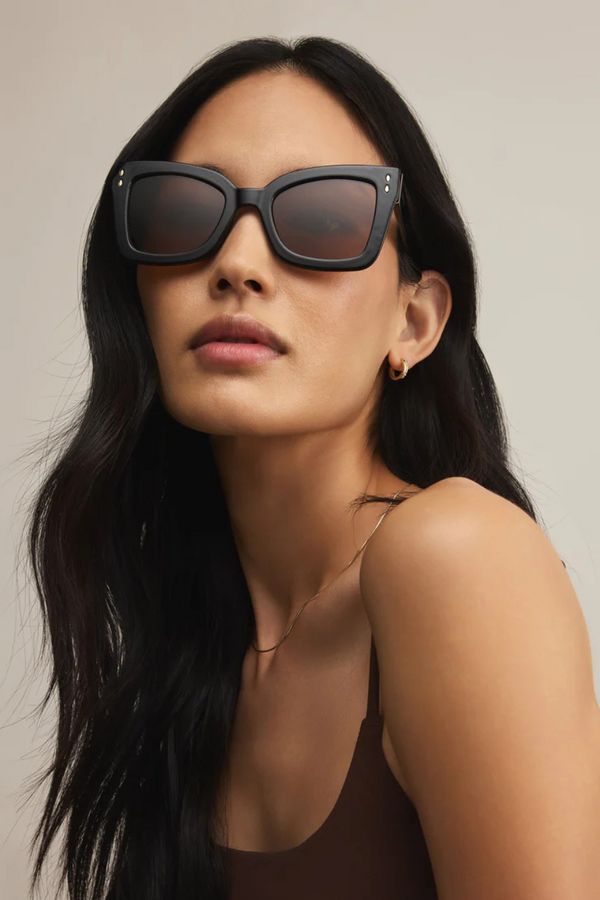 Z SUPPLY - CONFIDENTIAL POLARIZED SUNGLASSES POLISH BLACK BROWN