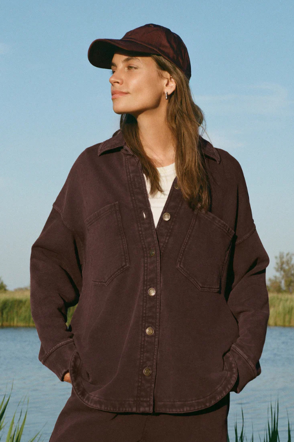 Z SUPPLY - ALL DAY KNIT JACKET CHOCOLATE CHERRY