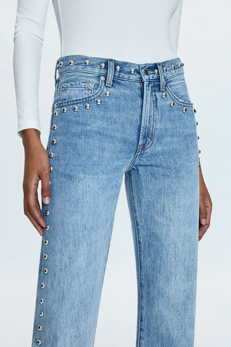 PISTOLA - LEXI MID RISE BOWED STRAIGHT JEAN SATELLITE
