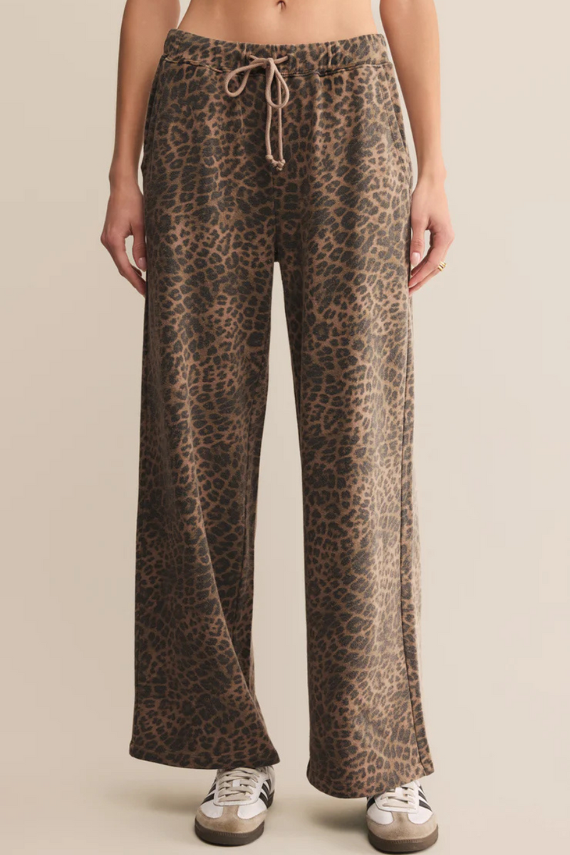 Z SUPPLY - HUNTER KNIT LEOPARD PANT DESERT TAN