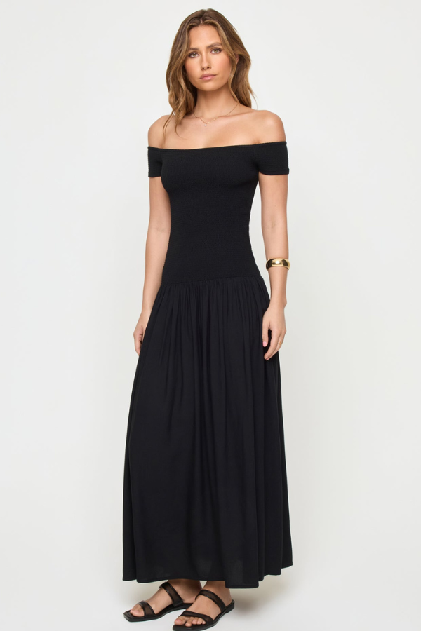 LSPACE - GOING STEADY MIDI DRESS BLACK