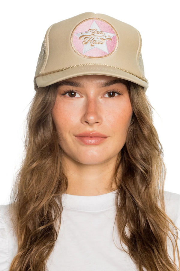 FRIDAY FEELIN - YEEHAW TRUCKER HAT TAN