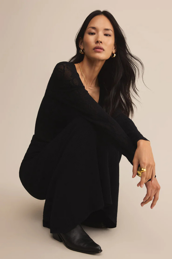 Z SUPPLY - TIBI SCOOP MESH SWEATER BLACK
