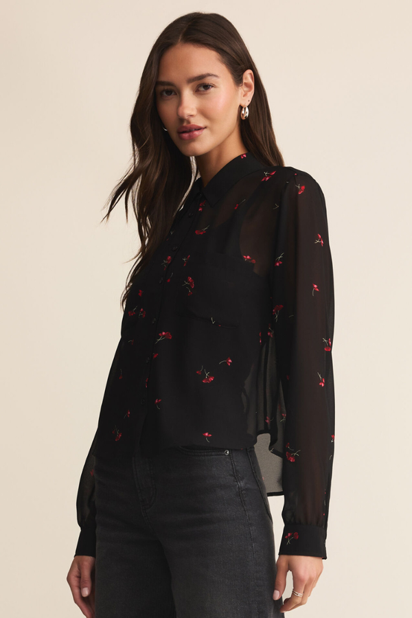 Z SUPPLY - VIVIENNE RIO FLORAL TOP BLACK