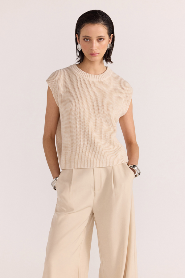 STAPLE THE LABEL - PETRA KNIT TOP NATURAL