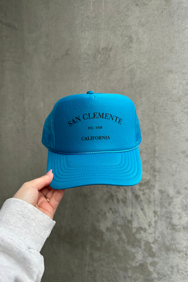 NFM - HOMETOWN TRUCKER HAT SAN CLEMENTE TEAL AND BLACK