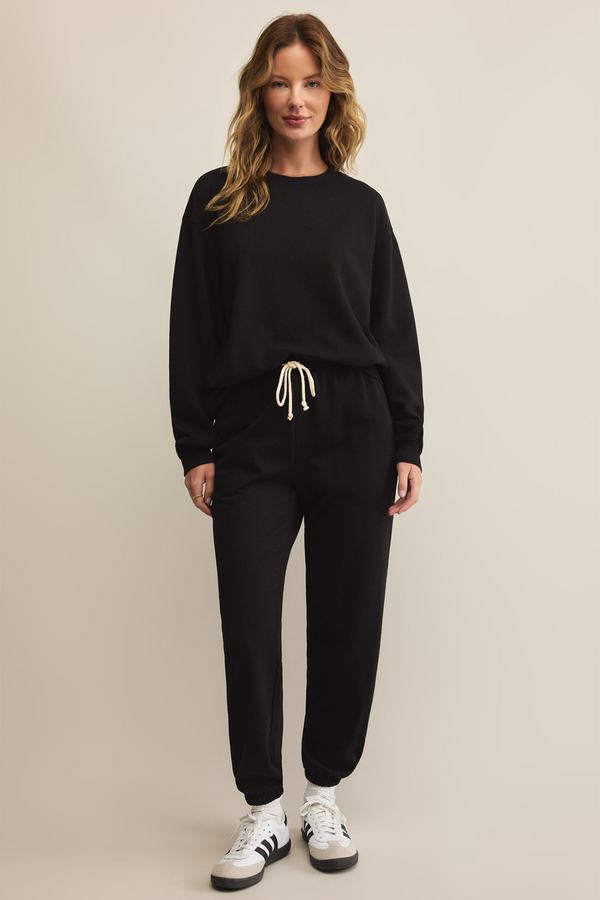 Z SUPPLY - CLASSIC BOYFRIEND FLEECE SWEATSHIRT BLACK