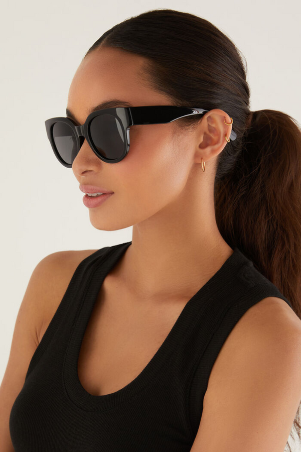 Z SUPPLY - LUNCH DATE SUNGLASSES BLACK GREY