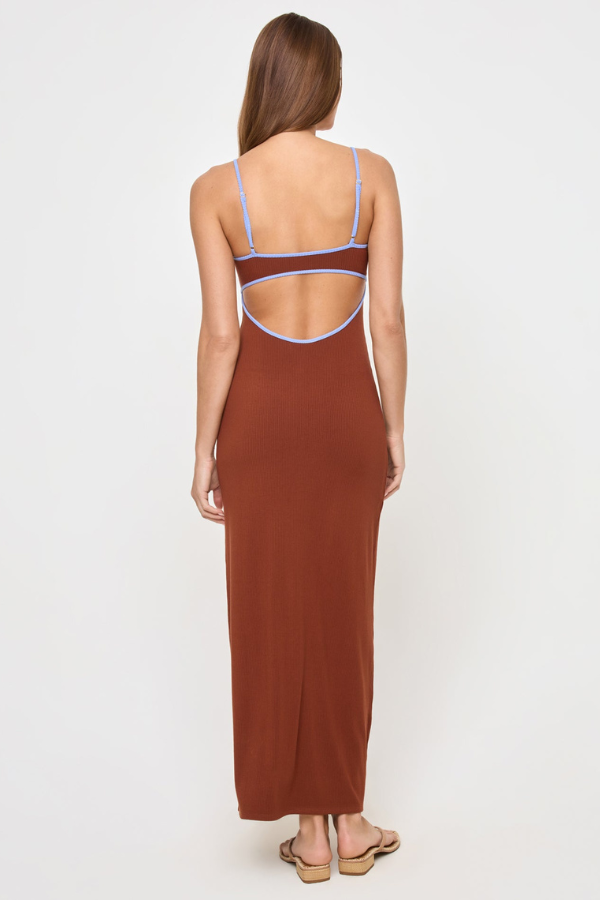 LSPACE - JORDANA DRESS TOBACCO PERI BLUE