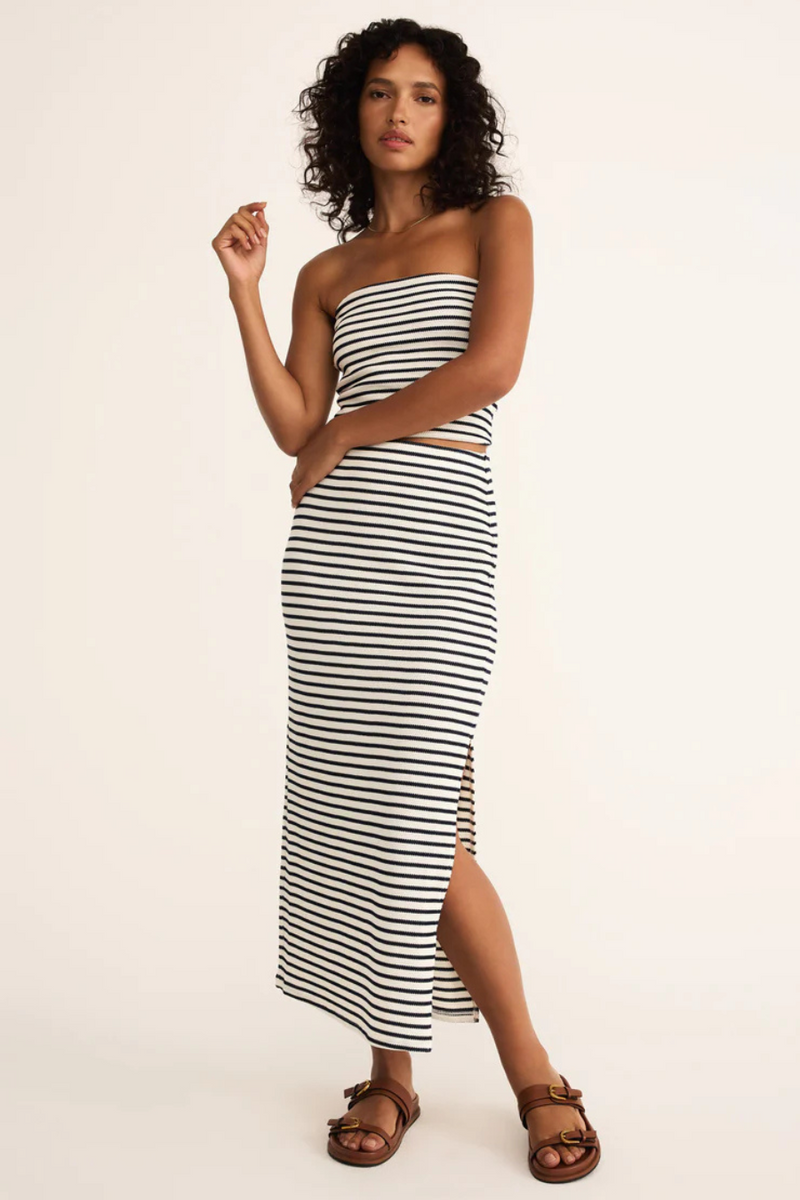 Z SUPPLY - AINSLIE STRIPE MIDI SKIRT ECLIPSE