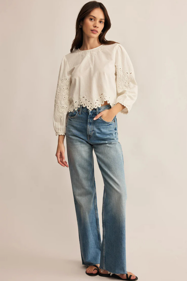 Z SUPPLY - AMBROISE EMBROIDERED LINEN TOP