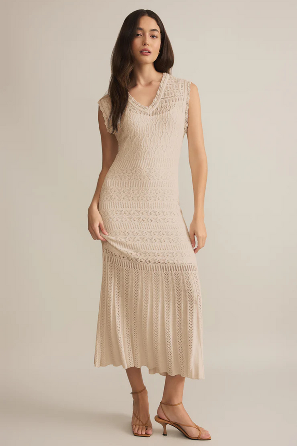 Z SUPPLY - MARSELLA CROCHET MIDI DRESS SEA SALT