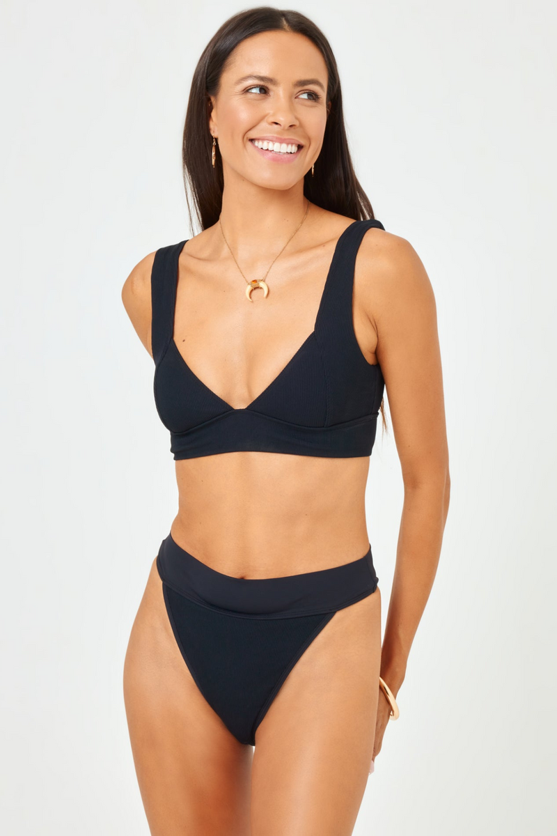 LSPACE - RIBBED HAILEY BIKINI TOP BLACK