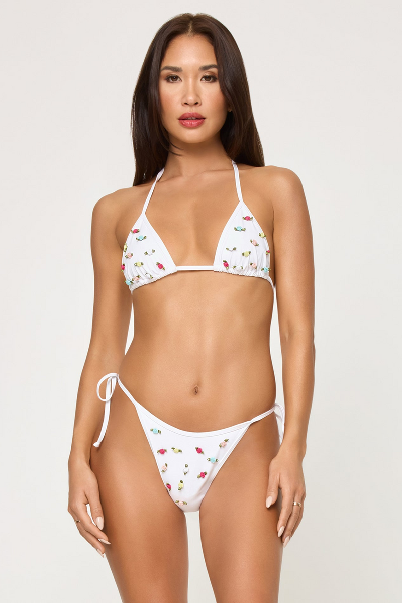 LSPACE - ASPEN BIKINI TOP WHITE ROSETTE