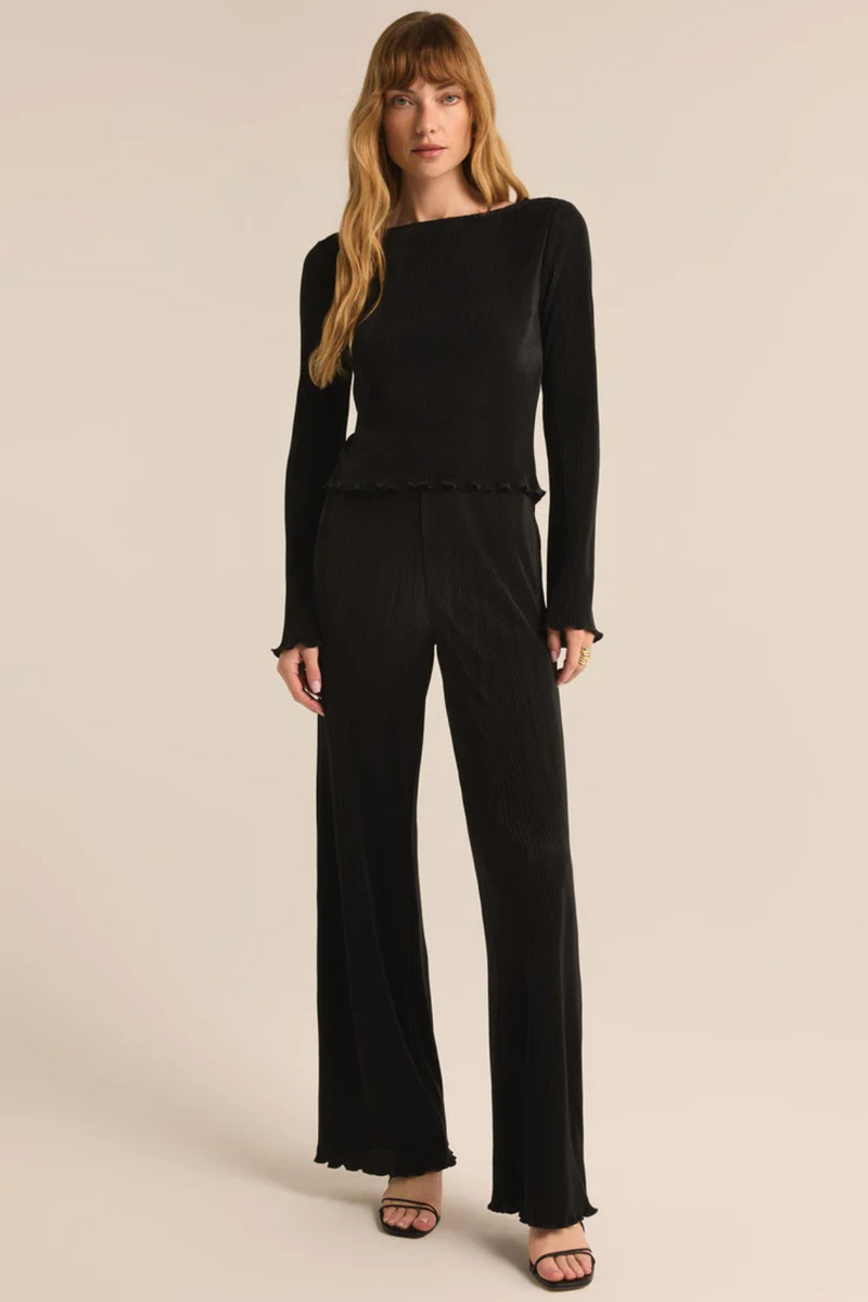 Z SUPPLY - DENIA PLEATED HIGH RISE PANT BLACK