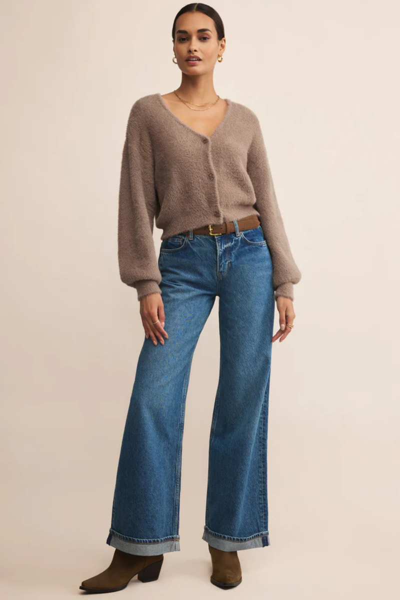 Z SUPPLY - SADIRA FLUFFY CROP CARDIGAN MOONLIGHT