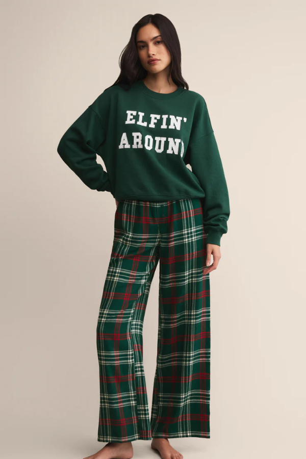 Z SUPPLY - FESTIVE HOLIDAY SWEATSHIRT MISTLETOE