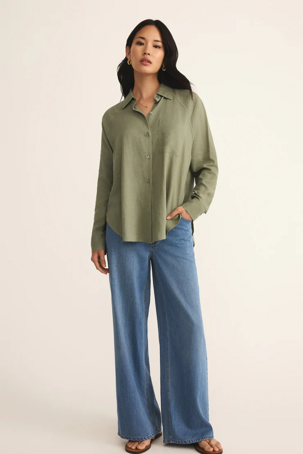 Z SUPPLY - THE PERFECT LINEN TOP AVOCADO