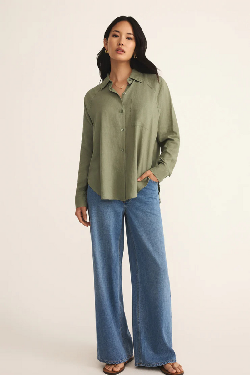 Z SUPPLY - THE PERFECT LINEN TOP AVOCADO