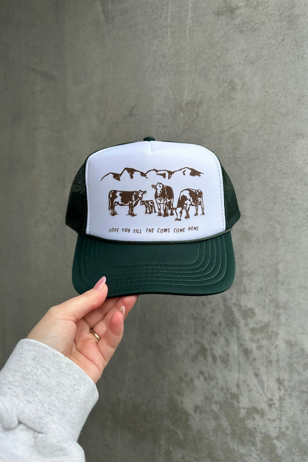 NFM - COWS COME HOME TRUCKER HAT EMERALD ESPRESSO