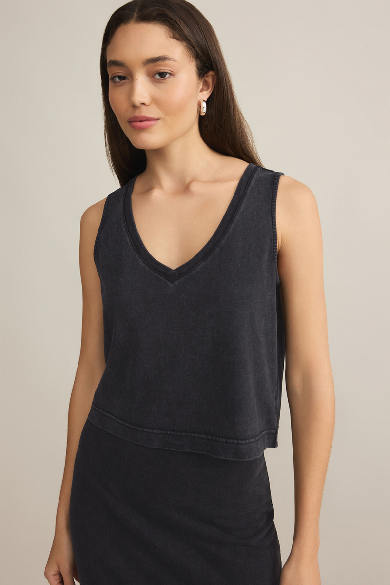 Z SUPPLY - SLOANE V NECK TOP BLACK