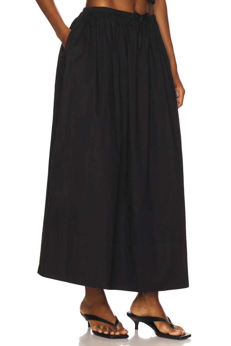 PISTOLA - NOELLE POPLIN MAXI SKIRT NOIR