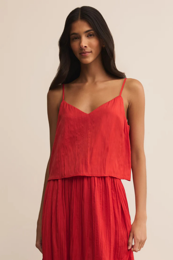 Z SUPPLY - FIORE SATIN CROP TANK CABANA RED