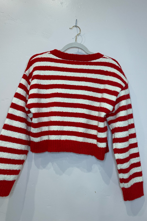 LULUS - RED AND WHITE STRIPE SWEATER