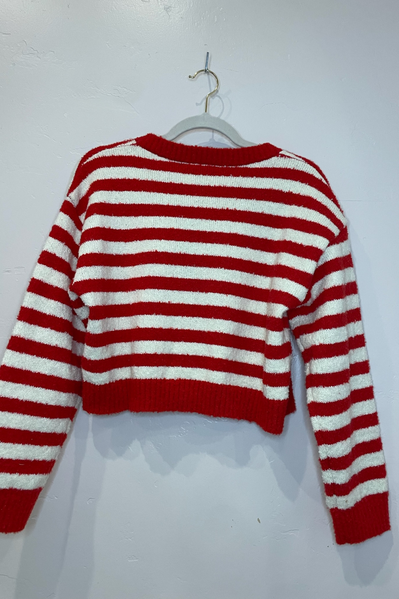 LULUS - RED AND WHITE STRIPE SWEATER