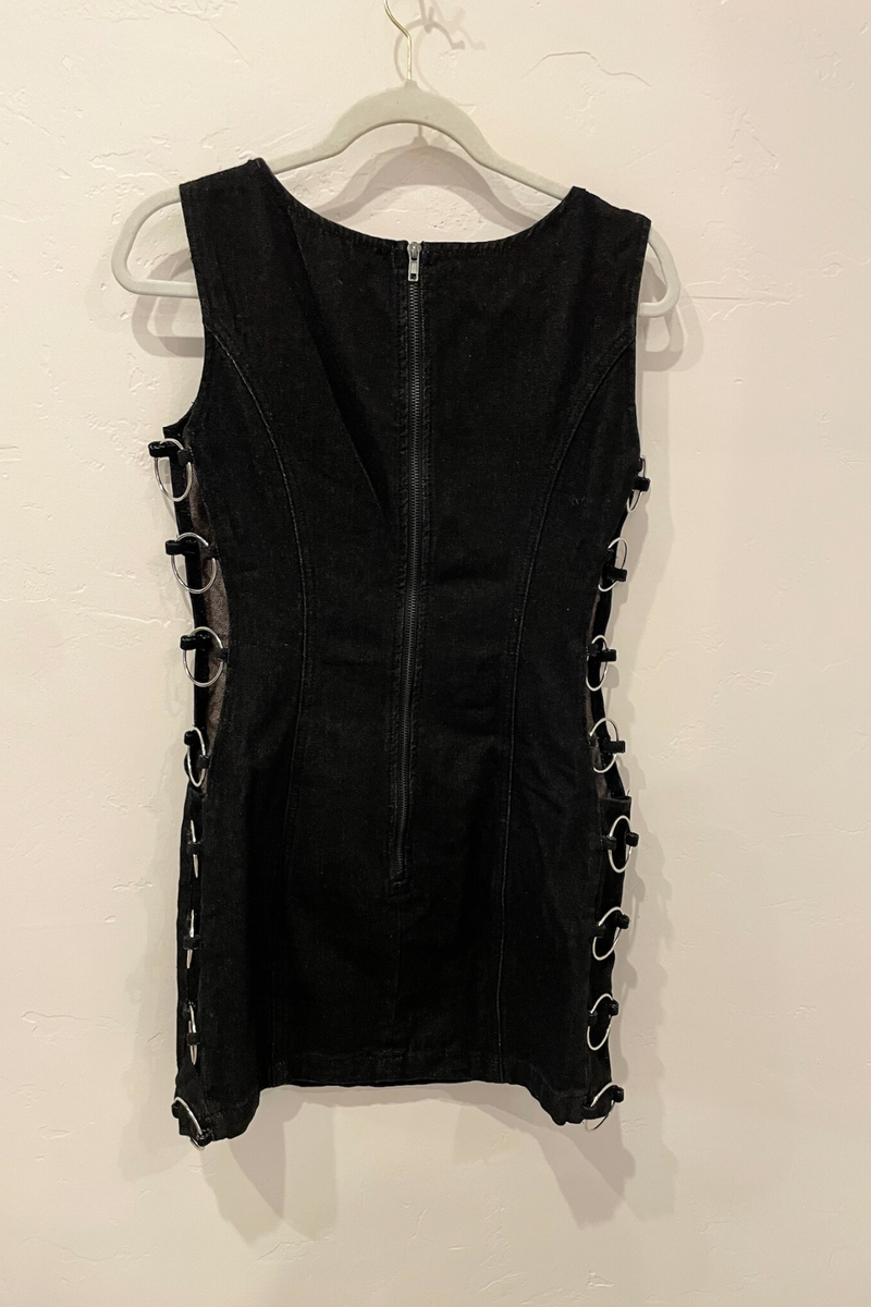 NASTY GAL - DETAIL DENIM MINI DRESS BLACK swirlboutique NASTY GAL - DETAIL DENIM MINI DRESS BLACK swirlboutique